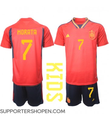Spanien Alvaro Morata #7 Hemmatröja Barn VM 2022 Kortärmad (+ korta byxor)